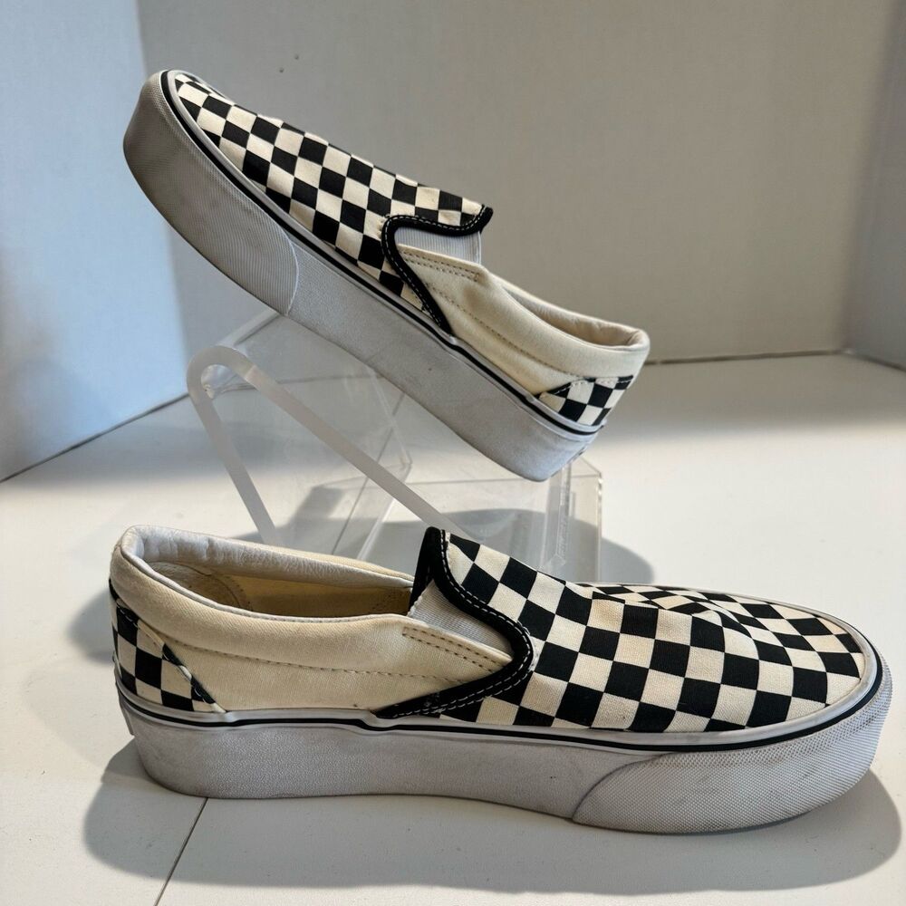 Vans Classic Slip-On Stackform Checkerboard Platform Shoes Women's10.5